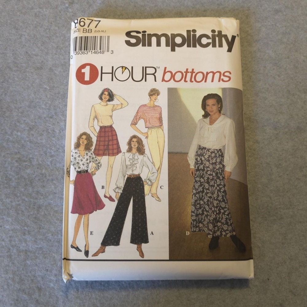 Simplicity 8677 Women's 1 Hour Bottoms Pattern L/XL Pants Skirt Shorts...